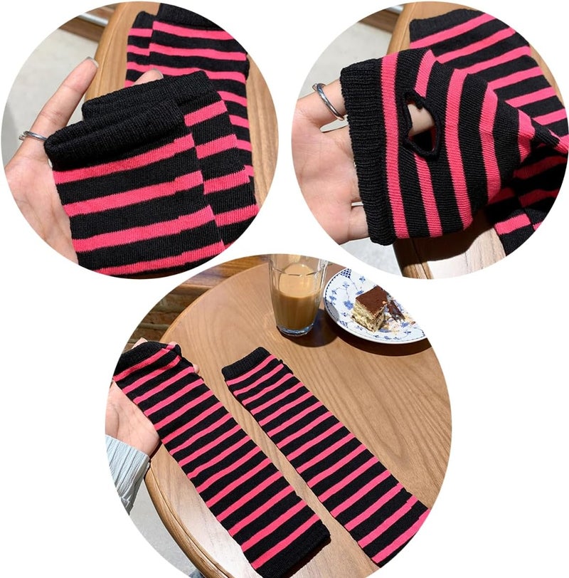 VTTDB Arm covers cute women kawaii japanese harajuku Goth Half Finger Knitted Arm Warmer Y2K Gloves Arm Sleeve for girl - Image 2
